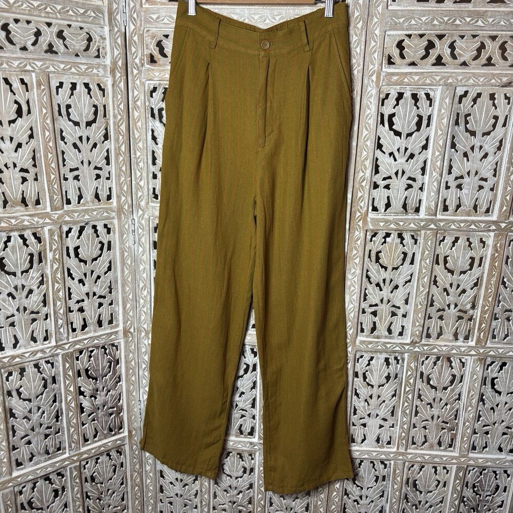 High-Rise Wide Leg Pants in Olive Green
